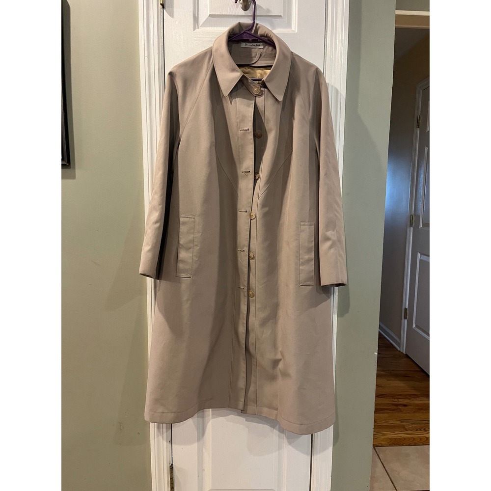 VTG 70's Misty Harbor Trench Coat Tan Beige Zip Out Wool Liner Union Made M/L